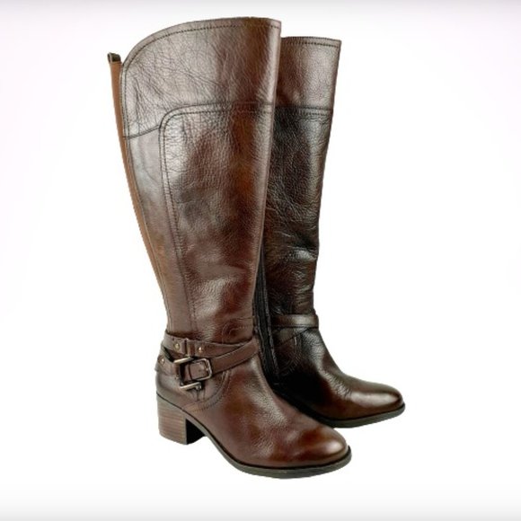 Marc Fisher Shoes - Marc Fisher Kacee Leather Riding Boots Brown NWOT